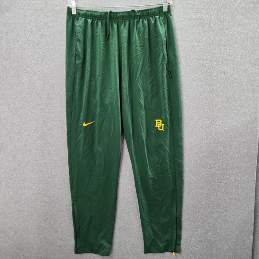 Baylor Bears Men Activewear Track Pants XL Green Swoosh Logo Dri Fit Drawstring